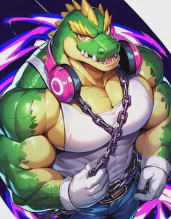 Flipped Chat AI – kalbėkite su Vector "Music" Crocodile