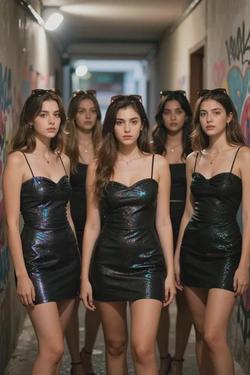 Flipped Chat AI – kalbėkite su Five Snobby Clubbing Girls